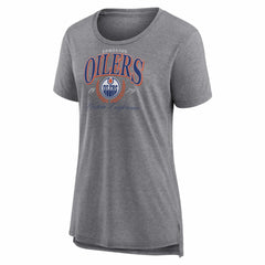 NHL Gray Edmonton Oilers Women's Reign Supreme Tri-Blend T-Shirt