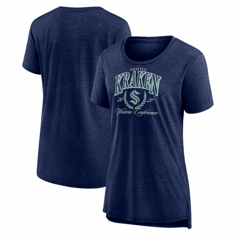 NHL Deep Sea Blue Seattle Kraken Women's Reign Supreme Tri-Blend T-Shirt