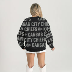 Gameday Couture Women's Oversized Hype Era Rhinestone Text Sweatshirt - Kansas City Chiefs