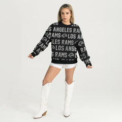 Gameday Couture Women's Oversized Hype Era Rhinestone Text Sweatshirt - Los Angeles Rams