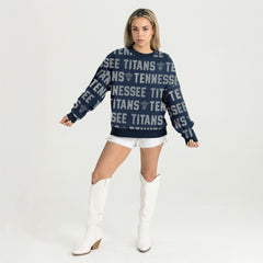 Gameday Couture Women's Oversized Hype Era Rhinestone Text Sweatshirt - Tennessee Titans