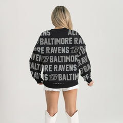 Gameday Couture Women's Oversized Hype Era Rhinestone Text Sweatshirt - Baltimore Ravens