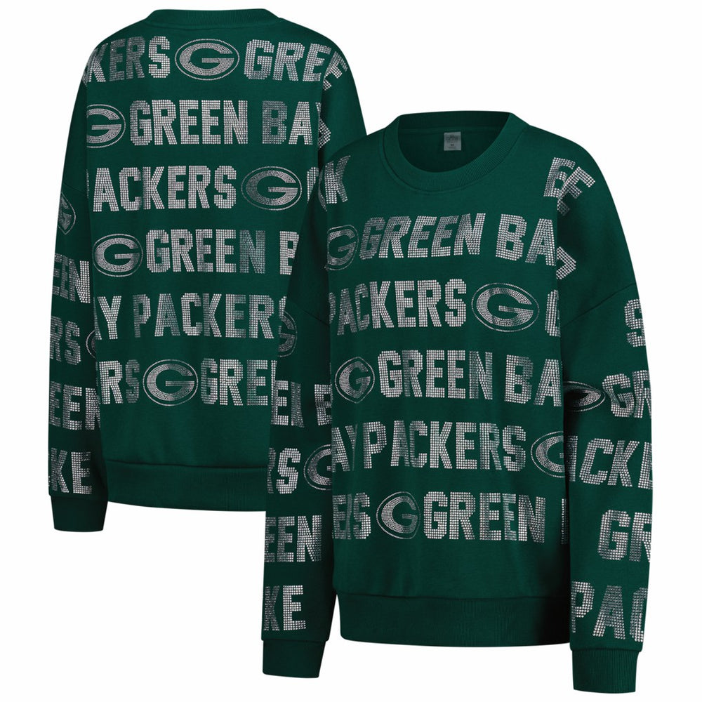 Gameday Couture Women's Oversized Hype Era Rhinestone Text Sweatshirt - Green Bay Packers