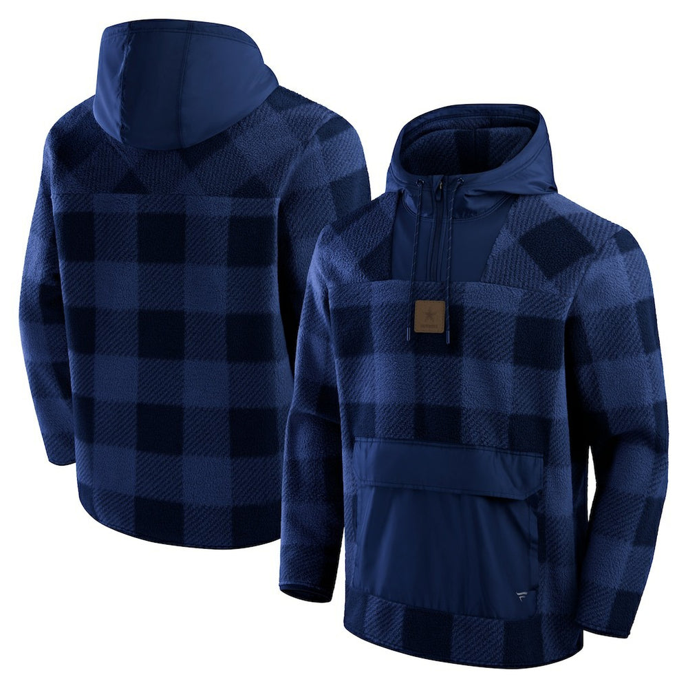 Elements Plaid Polar Fleece Quarter-Zip Hoodie - Dallas Cowboys