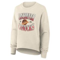 NHL Cream Vancouver Canucks Fanatics Women's Oversized Vintage Slice Pullover Sweatshirt