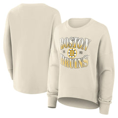 NHL Cream Boston Bruins Fanatics Women's Oversized Vintage Slice Pullover Sweatshirt