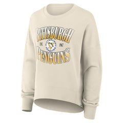 NHL Cream Pittsburgh Penguins Fanatics Women's Oversized Vintage Slice Pullover Sweatshirt