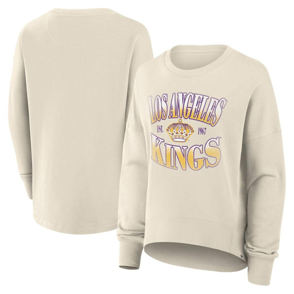 NHL Cream Los Angeles Kings Fanatics Women's Oversized Vintage Slice Pullover Sweatshirt