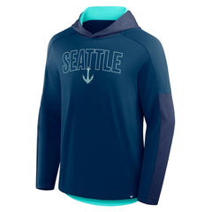 NHL Deep Sea Blue Seattle Kraken Fanatics Penalty Shot Long Sleeve Hoodie T-Shirt