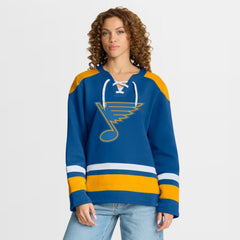 NHL Blue St. Louis Blues Fanatics Women's Icing Long Sleeve Lace Up Sweatshirt