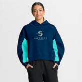 NHL Navy Seattle Kraken Fanatics Women's Back Check Boxy Hoodie