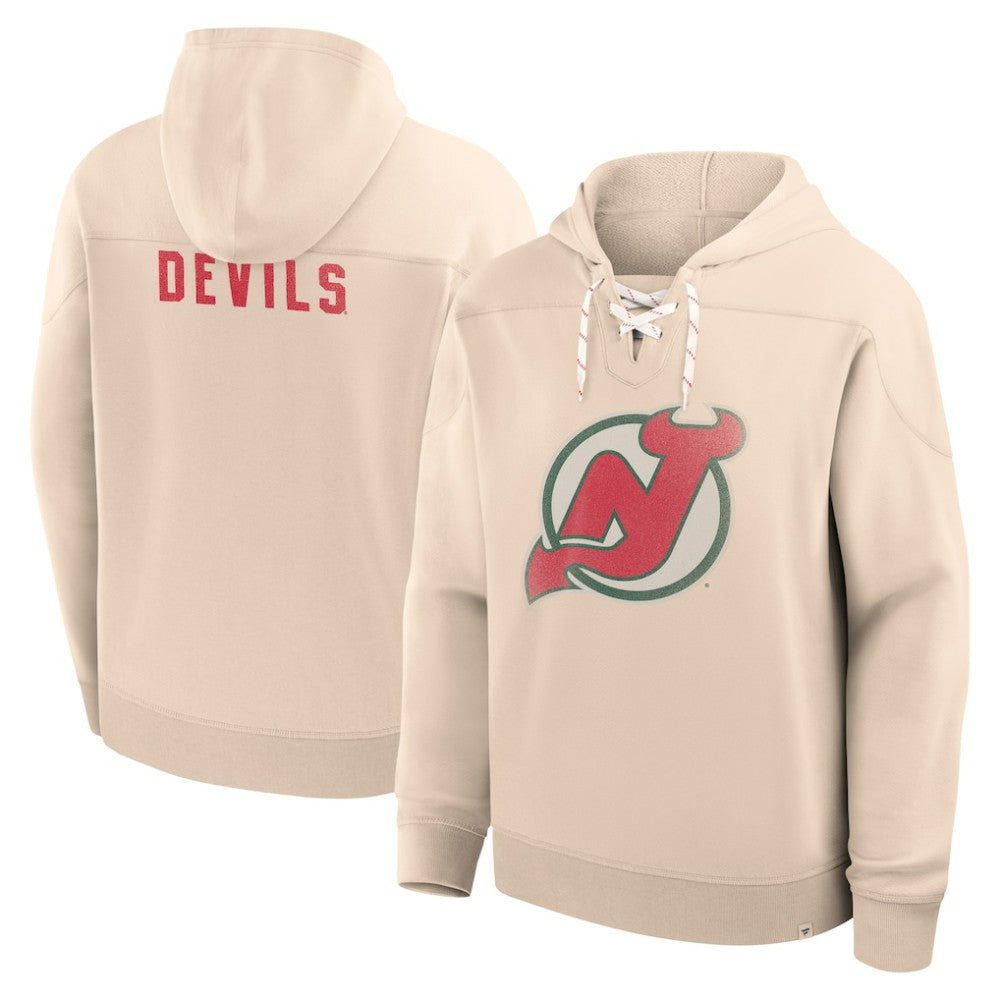 NHL Cream New Jersey Devils Fanatics Vintage Hoodie