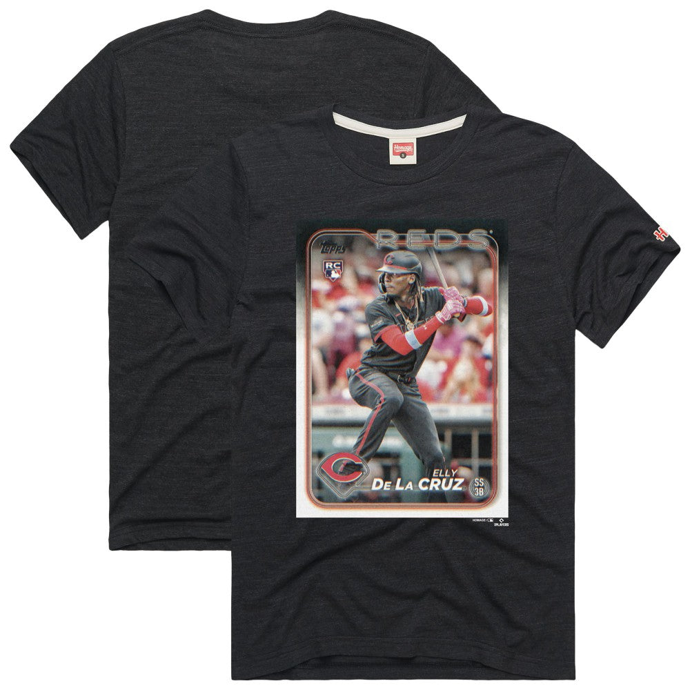 MLB Elly De La Cruz Cincinnati Reds Homage 2024 Topps Baseball Card Player Tri-Blend T-Shirt