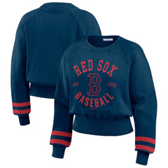 MLB Boston Red Sox WEAR by Erin Andrews Women's Vintage Washed Cropped Pullover Sweatshirt