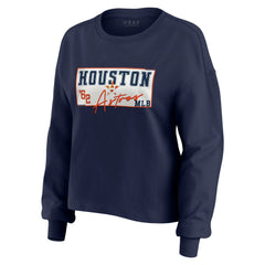 MLB Houston Astros WEAR by Erin Andrews Women's Heavy Rugby Jersey Cropped Long Sleeve T-Shirt & Shorts Lounge Set