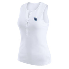 MLB Tampa Bay Rays WEAR by Erin Andrews Women's Rib-Knit Henley Tank Top