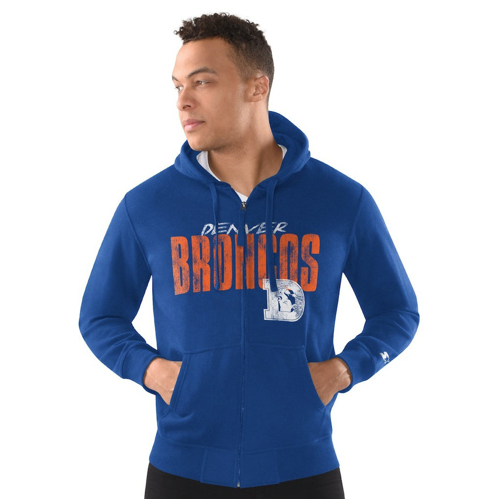 Starter Distressed Classic Full-Zip Hoodie - Denver Broncos