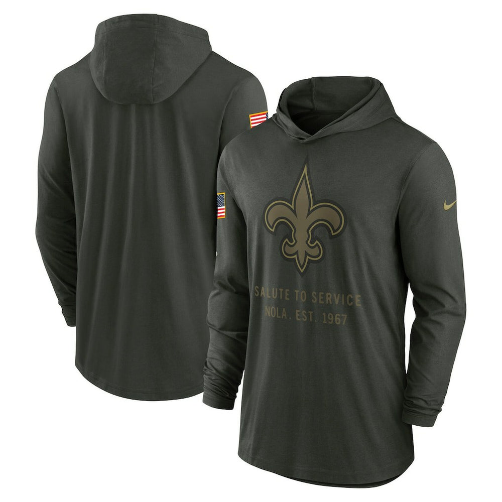 2025 Salute to Service Sideline Dri-FIT Lightweight Hooded Pullover - New Orleans Saints