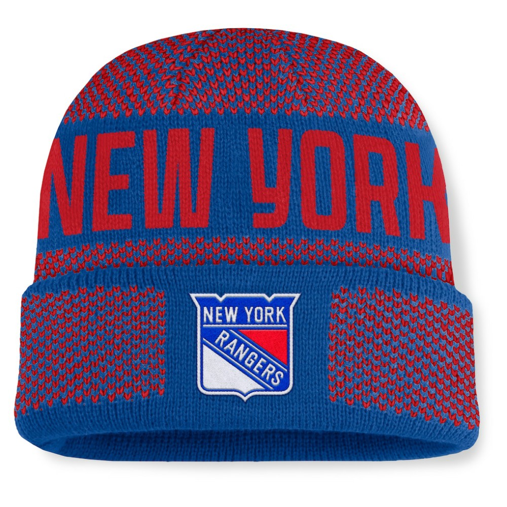 NHL Blue/Red New York Rangers Fanatics Fundamentals Shelter Cuffed Knit Hat