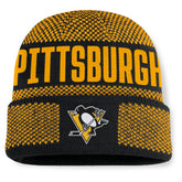 NHL Black/Gold Pittsburgh Penguins Fanatics Fundamentals Shelter Cuffed Knit Hat