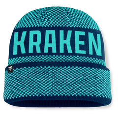 NHL Deep Sea Blue/Light Blue Seattle Kraken Fanatics Fundamentals Shelter Cuffed Knit Hat