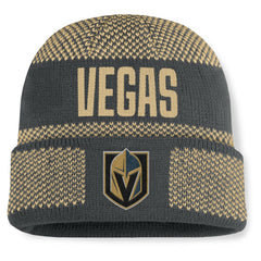 NHL Charcoal/Gold Vegas Golden Knights Fanatics Fundamentals Shelter Cuffed Knit Hat