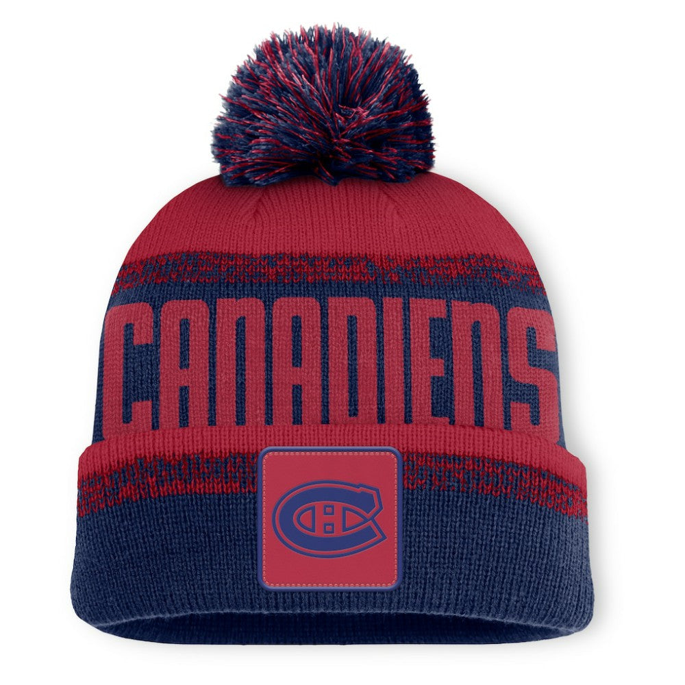 NHL Navy/Red Montreal Canadiens Fanatics Fundamentals Thrive Cuffed Knit Hat with Pom