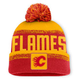 NHL Red/Gold Calgary Flames Fanatics Fundamentals Thrive Cuffed Knit Hat with Pom