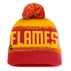 NHL Red/Gold Calgary Flames Fanatics Fundamentals Thrive Cuffed Knit Hat with Pom