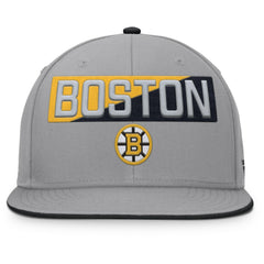 NHL Gray Boston Bruins Fanatics Fundamentals Duo Split Logo Snapback Hat