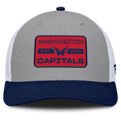 NHL Gray/Navy Washington Capitals Fanatics Fundamental Adapt Trucker Adjustable Hat