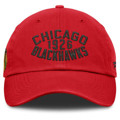NHL Red Chicago Blackhawks Fanatics Fundamentals Archer Adjustable Hat