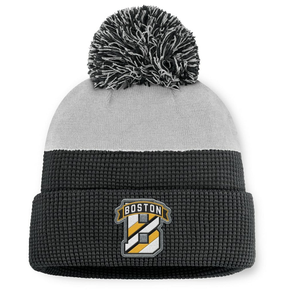NHL Black/Gray Boston Bruins Fanatics Authentic Pro Home Ice Cuffed Knit Hat with Pom