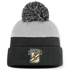 NHL Black/Gray Boston Bruins Fanatics Authentic Pro Home Ice Cuffed Knit Hat with Pom