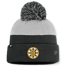 NHL Black/Gray Boston Bruins Fanatics Authentic Pro Home Ice Cuffed Knit Hat with Pom