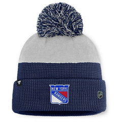NHL Navy/Gray New York Rangers Fanatics Authentic Pro Home Ice Cuffed Knit Hat with Pom