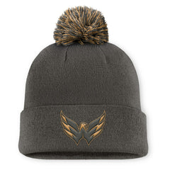 NHL Charcoal Washington Capitals Fanatics Authentic Pro Military Appreciation Cuffed Knit Hat with Pom