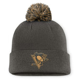 NHL Charcoal Pittsburgh Penguins Fanatics Authentic Pro Military Appreciation Cuffed Knit Hat with Pom