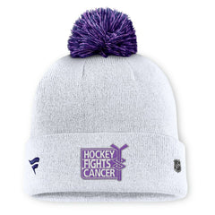 NHL White New York Rangers Fanatics Authentic Pro Hockey Fights Cancer Cuffed Knit Hat with Pom