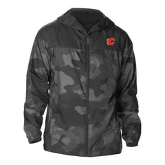 NHL Black Calgary Flames Columbia Camo Flash Challenger Omni-Shade Full-Zip Hoodie Windbreaker