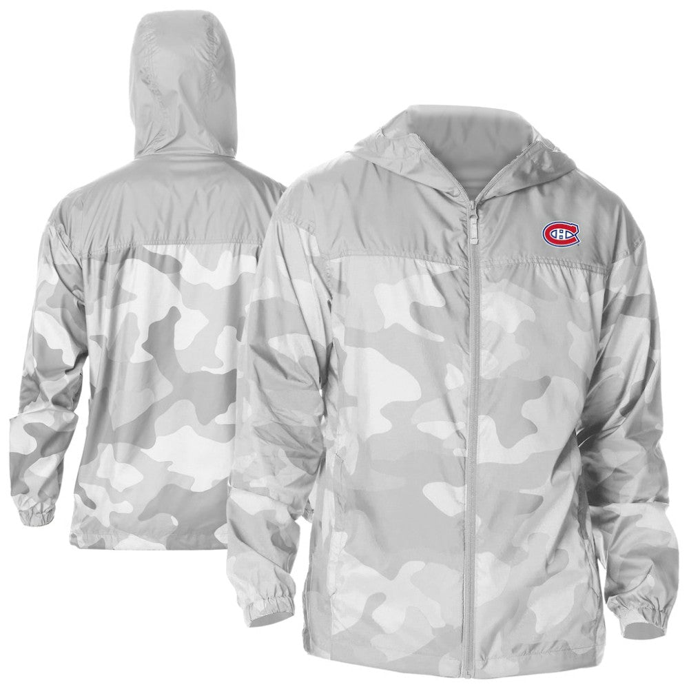 NHL Gray Montreal Canadiens Columbia Camo Flash Challenger Omni-Shade Full-Zip Hoodie Windbreaker