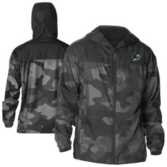 NHL Black San Jose Sharks Columbia Camo Flash Challenger Omni-Shade Full-Zip Hoodie Windbreaker