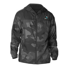 NHL Black San Jose Sharks Columbia Camo Flash Challenger Omni-Shade Full-Zip Hoodie Windbreaker