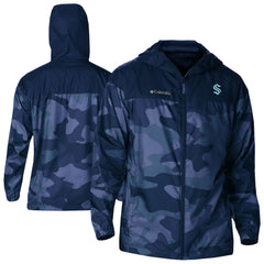 NHL Navy Seattle Kraken Columbia Camo Flash Challenger Omni-Shade Full-Zip Hoodie Windbreaker