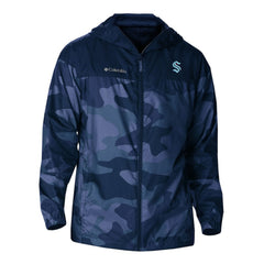 NHL Navy Seattle Kraken Columbia Camo Flash Challenger Omni-Shade Full-Zip Hoodie Windbreaker
