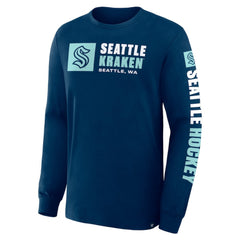 NHL Navy Seattle Kraken Fanatics Goal Crease Legacy Long Sleeve T-Shirt