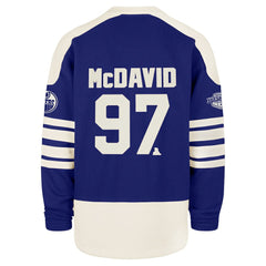 NHL Royal Connor McDavid Edmonton Oilers '47 Player Name & Number Sweep Check Eternal Lacer Sweatshirt
