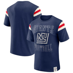 Darius Rucker Collection Distressed Throwback Shoulder Stripe T-Shirt - New York Giants