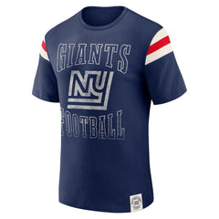Darius Rucker Collection Distressed Throwback Shoulder Stripe T-Shirt - New York Giants