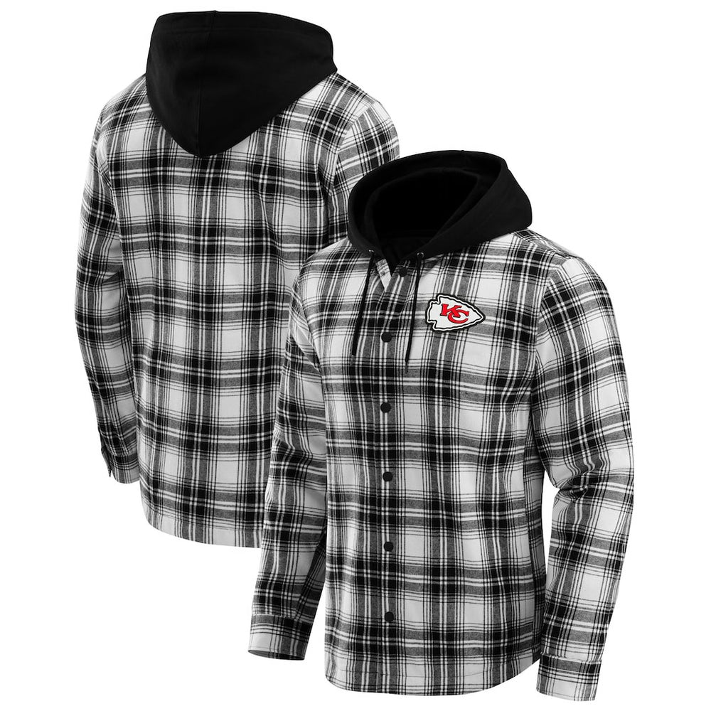 NFL x Darius Rucker Collection Plaid Flannel Quilted Full-Snap Hooded Shacket - Kansas City Chiefs